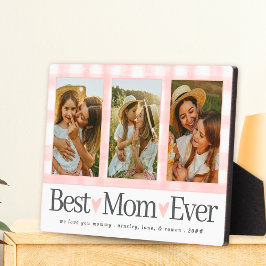 ママへのプレゼント 母の日 フォト ベストママ ギンガム フォトプラーク