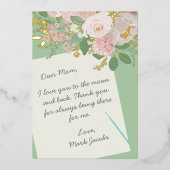 ママへの手紙 カスタマイズされた花の母の日 箔シーズンカード (正面)