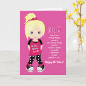 ママへの誕生日クーポン - 金髪の女の子のカード カード (黄色い花)