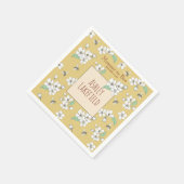 ママへビーフローラサテン金ゴールドベビーシャワー スタンダードカクテルナプキン (角)