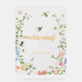 ママへワイルドフラワーベビーシャワーへようこそ アクリルサイン (正面)