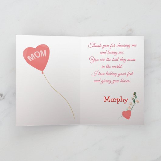 ママへ愛を込めて あなたの愛らしいパグより カード (内部)