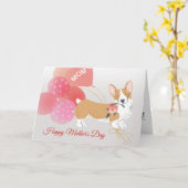 ママへ愛を込めて　かわいいコーギーの犬より カード (黄色い花)