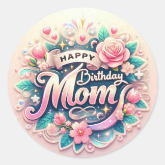 ママへ かわいい誕生日ステッカーです ラウンドシール