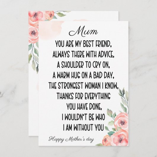 ママへ 感謝の気持ちを込めて、ハッピーマザーズデー シーズンカード (正面/裏面)