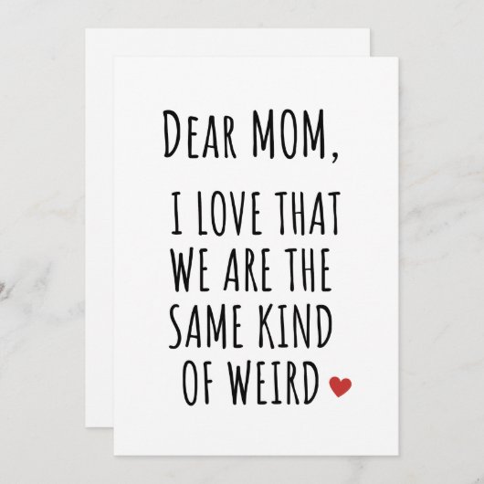ママへ 私たちって同じ種類の変わり者よね 愛してる シーズンカード (正面/裏面)