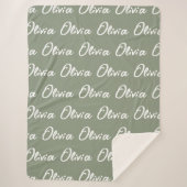 ママまたはナナのためのセージグリーンのカスタム シェルパ ブランケット (正面)