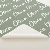 ママまたはナナのためのセージグリーンのカスタム シェルパ ブランケット (3/4)