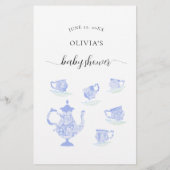 ママまたはパパお茶パーティー男の子ベイビーシャワー チラシ (裏面)