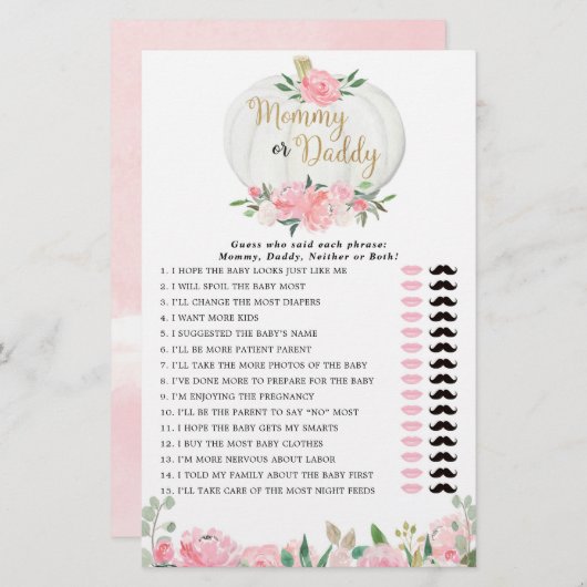 ママまたはパパのゲームピンクの金ゴールド秋カボチャ (正面/裏面)