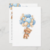 ママまたはパパのゲームベビーシャワー熊バルーン 招待状 (正面/裏面)