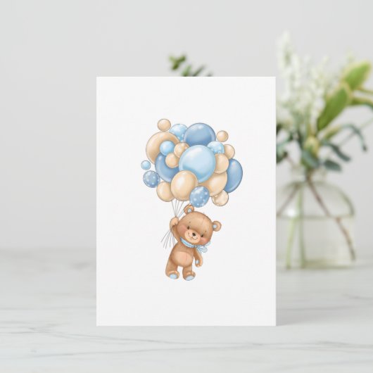 ママまたはパパのゲームベビーシャワー熊バルーン 招待状 (スタンド正面)