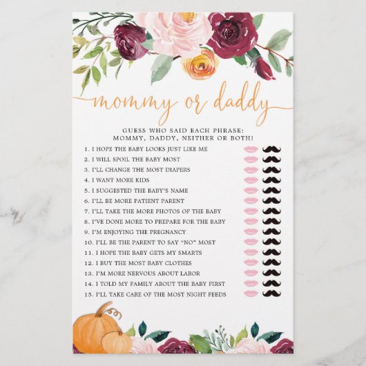 ママまたはパパのゲーム秋フローラカボチャ (正面)