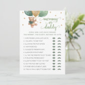 ママまたはパパのゲーム赤ちゃんシャワーテディベアーカード 招待状 (スタンド正面)