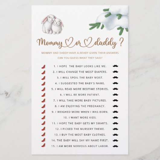 ママまたはパパの冬の赤ちゃんシャワーゲーム (正面)