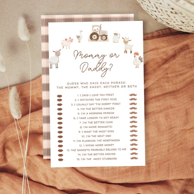 ママまたはパパの農園動物の赤ちゃんシャワーゲーム (クリエイターアップロード済み)