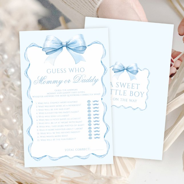 ママまたはパパの青いリボン男の赤ちゃんシャワーゲーム (クリエイターアップロード済み)