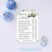 ママまたはパパウッドランド動物赤ちゃんシャワーゲームカード チラシ (シングル)