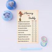 ママまたはパパオウム消防士ベビーシャワーゲームカード チラシ (シングル)