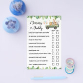 ママまたはパパサファリ動物ベビーシャワーゲームカード チラシ (シングル)