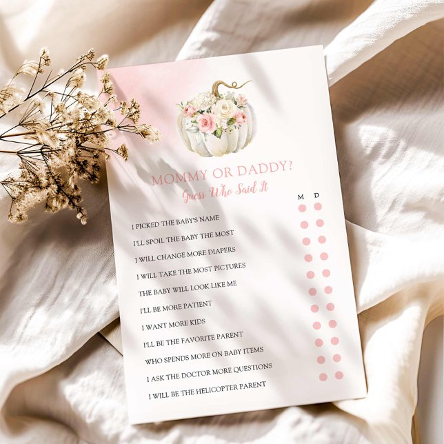 ママまたはパパ秋ガールベビーシャワーゲーム (Mommy and Daddy Fall Girl Baby Shower Game)