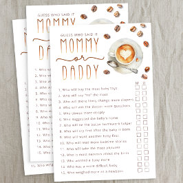 ママまたはパパ赤ちゃんシャワーのゲームシート