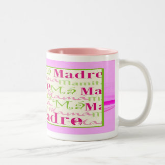 ママまたはMamacitaのツートーンピンク及び緑のマグ ツートーンマグカップ