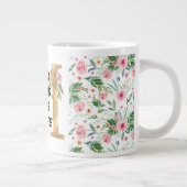 ママもっとコーヒー花柄とモノグラムが必要 ジャンボコーヒーマグカップ (右)