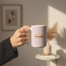 ママやおばさんへの特別なギフト - ピンクのストライプが入ったオリジナルマグカップ コーヒーマグカップ