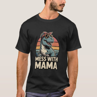 ママをいじめるな!おもしろT-Rex恐竜ママレトロ Tシャツ