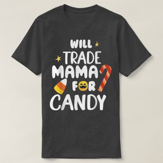 ママをキャンディマッチングおもしろいハロウィンに交換する Tシャツ (デザイン正面)