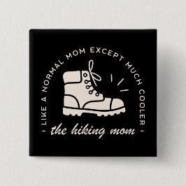 ママをハイキング最高のマー外おもしろい外ブラック 缶バッジ