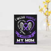 ママを思い出してオーバードース認識シャツ 紫色 リボン カード (黄色い花)