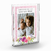 ママを愛して！美しいピンクの花フォトブロック フォトブロック (左)