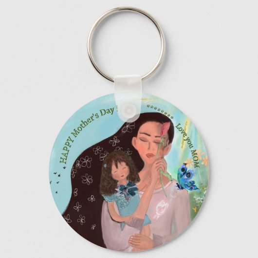 ママを愛する小さな女の子 キーホルダー (正面)