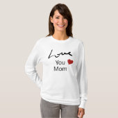 ママを愛する |かわいい赤いハートホワイト長袖 Tシャツ (正面フル)