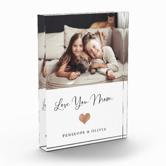 ママを愛する |スクリプトとハート フォトブロック (左)