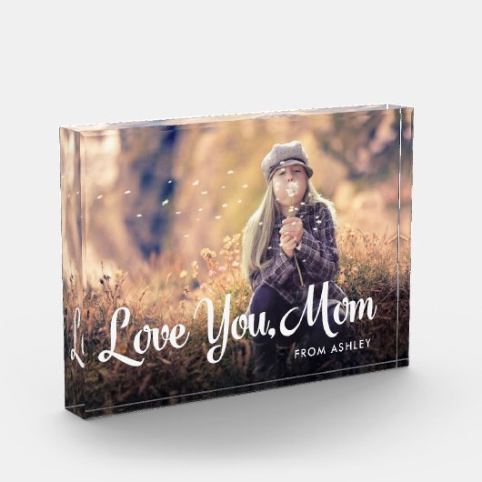 ママを愛する |トレンディーホワイトタイポグラフィと写真 フォトブロック (左)