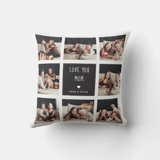 ママを愛する |フォトコラージュ手書き文字 クッション (裏面)