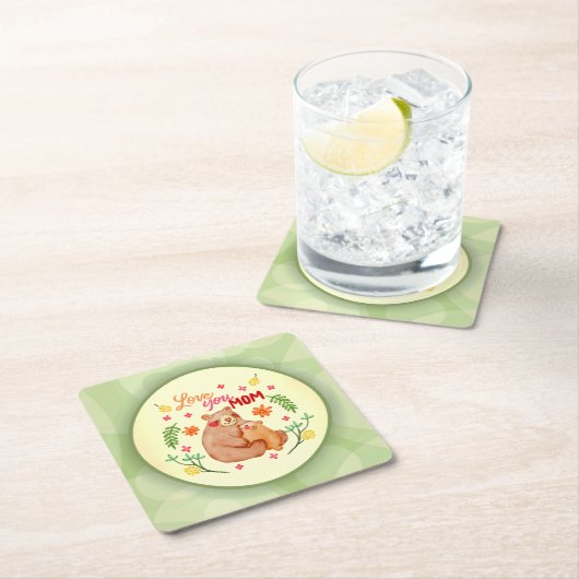 ママを愛する – ママとママの日 スクエアペーパーコースター (インサイチュ)