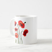 ママを愛する |水彩レッドポピー コーヒーマグカップ (正面左)