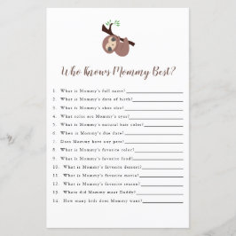 ママを知っているかわいいナマケモノ赤ちゃんシャワーゲ最高のーム