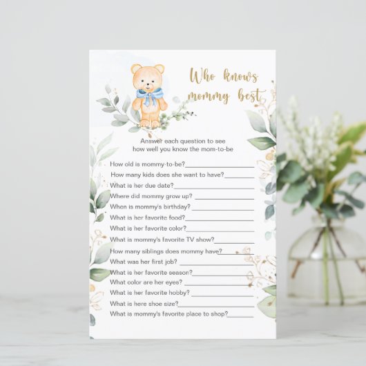 ママを知っているテディベア赤ちゃんシャワー最高のゲーム (スタンド正面)