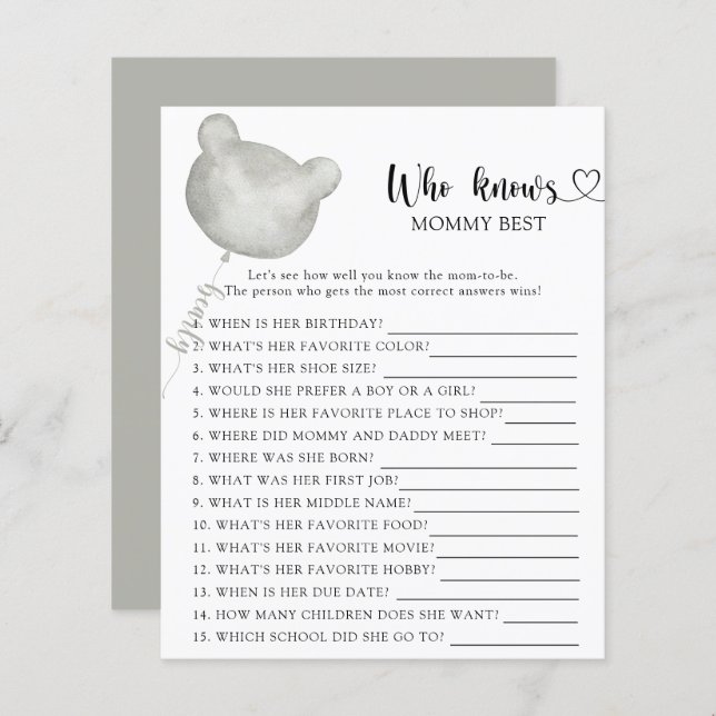 ママを知っているテディベア赤ちゃんシャワー最高の (正面/裏面)