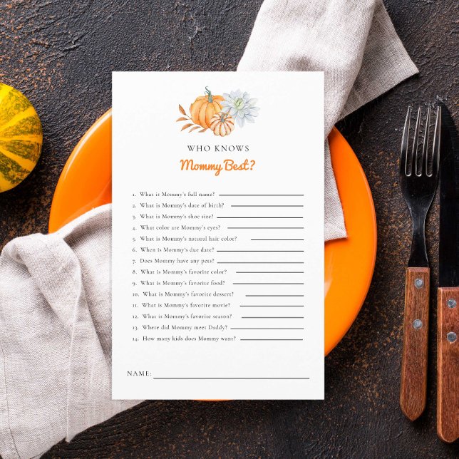 ママを知っている小さなかぼちゃの赤ちゃんシャワーゲーム (クリエイターアップロード済み)