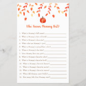 ママを知っている小さなかぼちゃの赤ちゃんシャワーゲーム チラシ (正面)