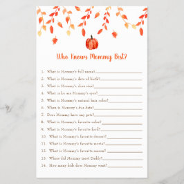 ママを知っている小さなかぼちゃの赤ちゃんシャワーゲーム チラシ