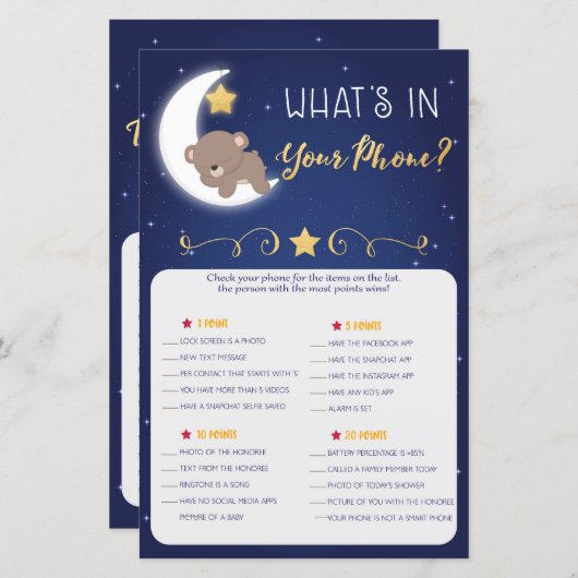 ママを知っている赤ちゃんシャワーゲーム，電話ゲーム (正面/裏面)