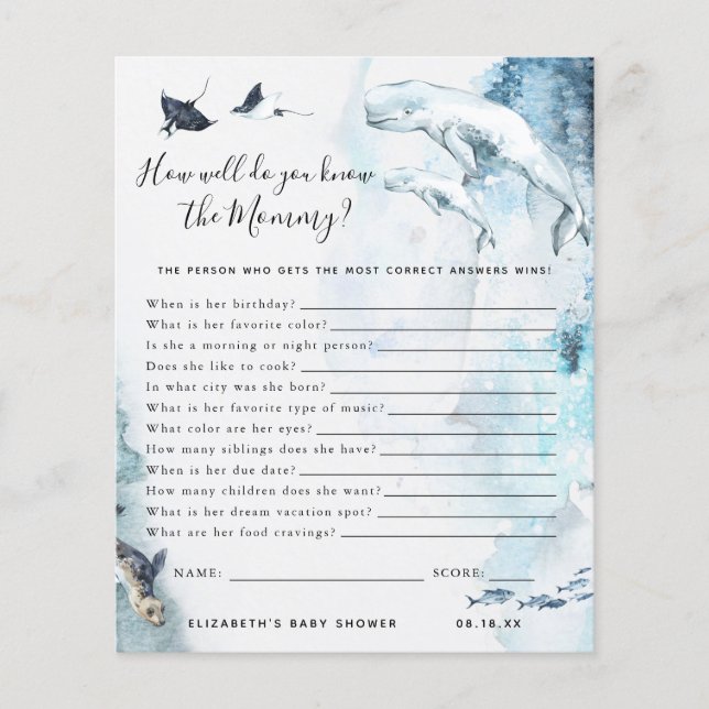 ママを知っている |赤ちゃんシャワーゲーム (正面)