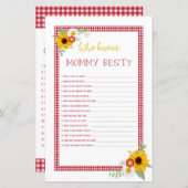 ママを知っているBBQベビーシャワーゲーム，ゲストクエスト (正面/裏面)